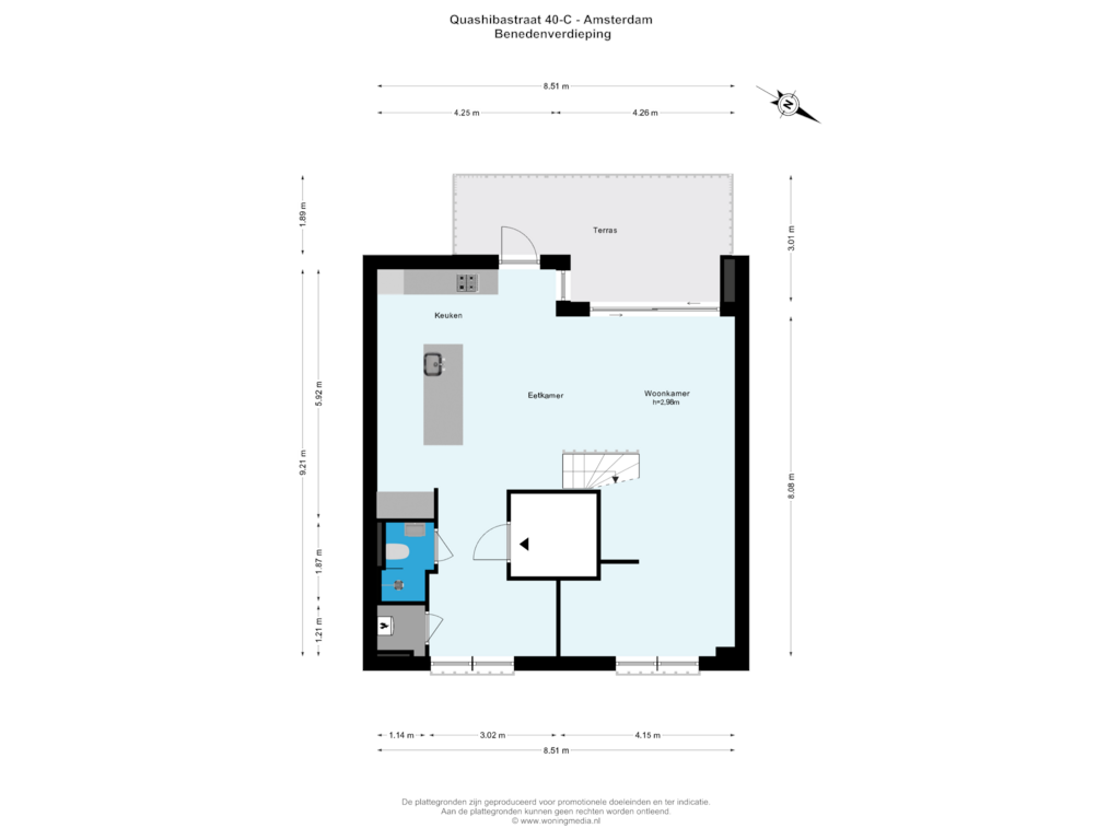 View floorplan of Benedenverdieping of Quashibastraat 40-C