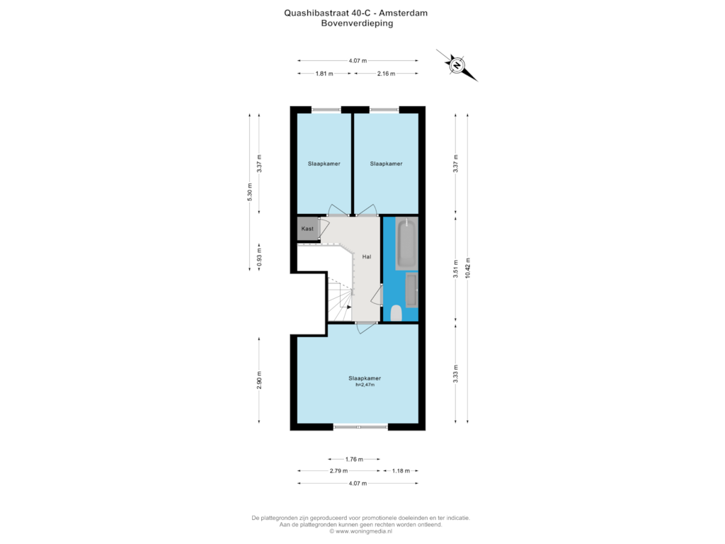 View floorplan of Bovenverdieping of Quashibastraat 40-C