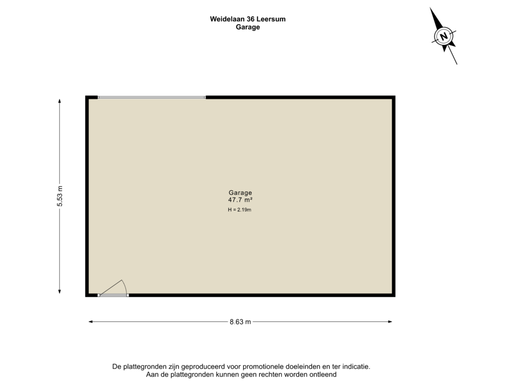 Bekijk plattegrond van Garage van Weidelaan 36