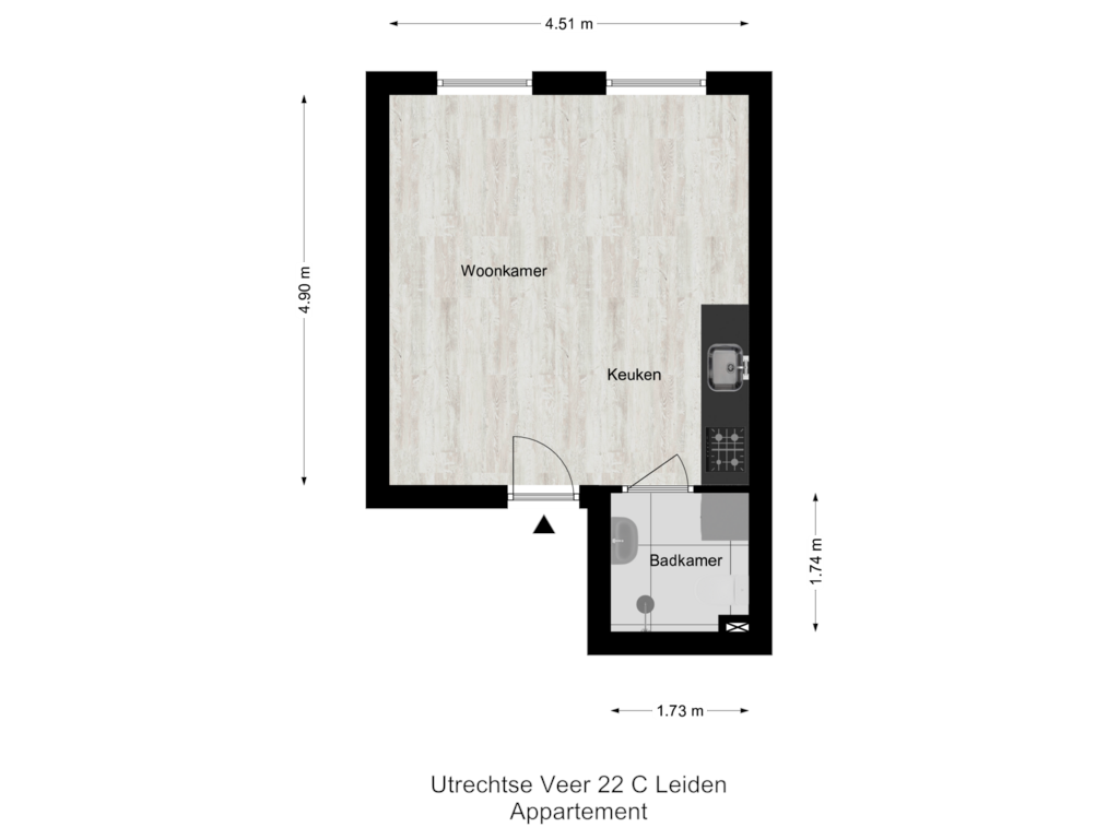 Bekijk plattegrond van Appartement van Utrechtse Veer 22-C