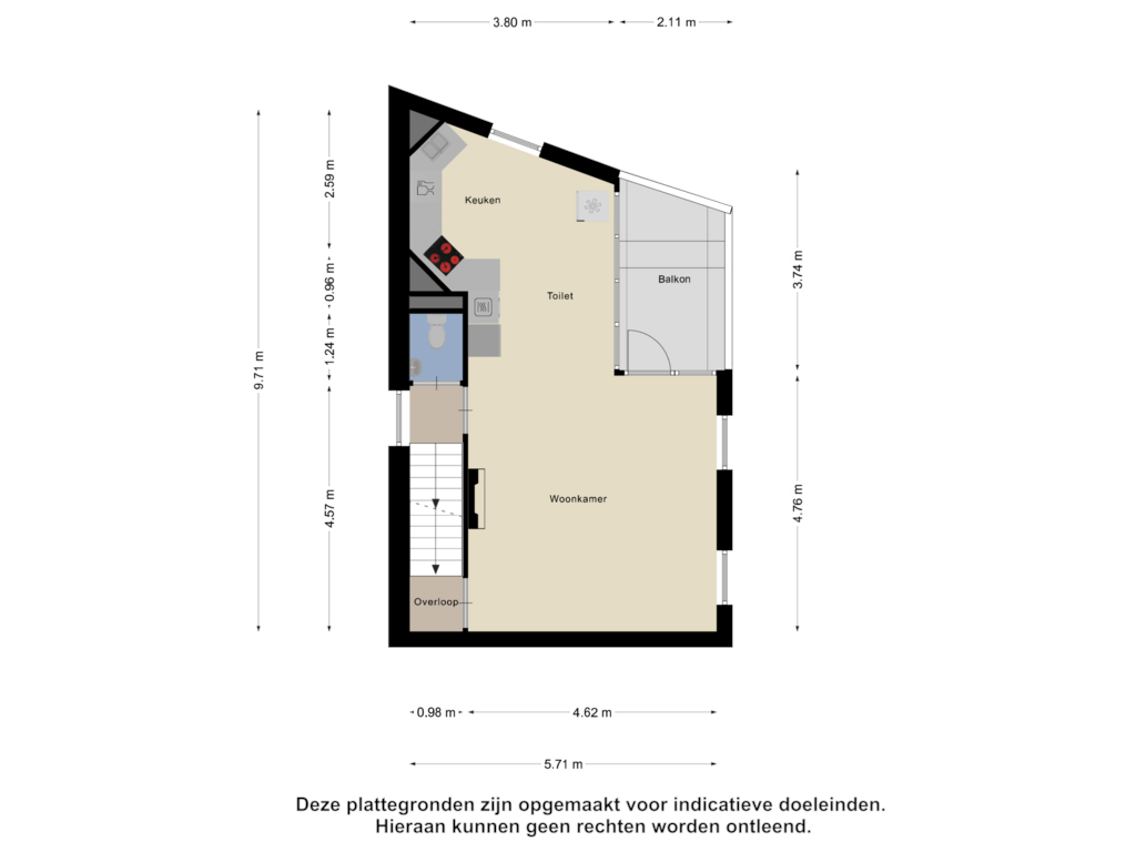 View floorplan of Eerste verdieping of Grashoen 38