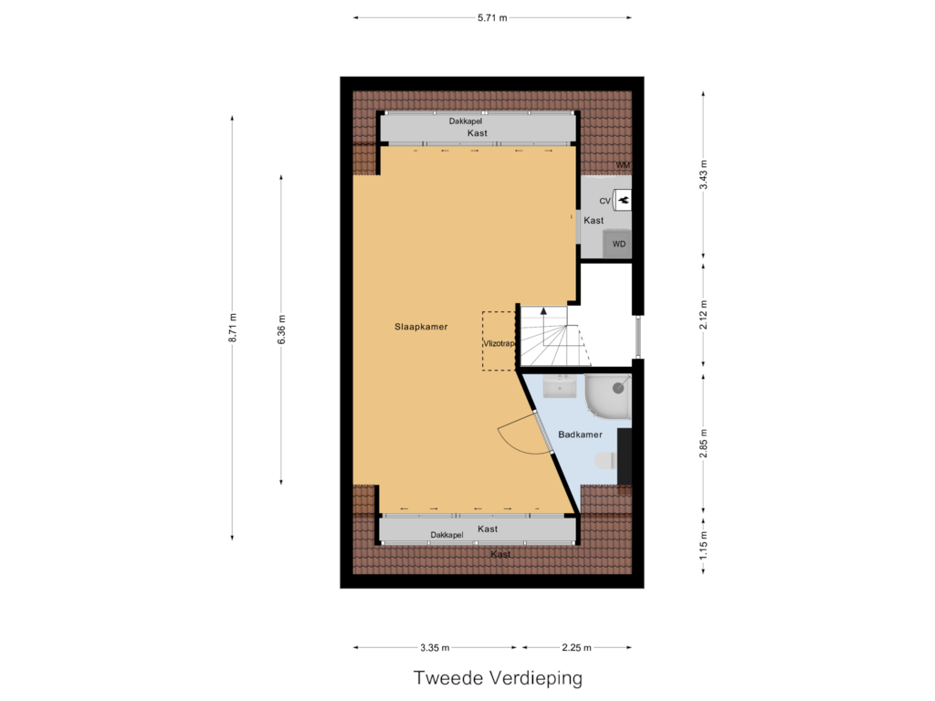 View floorplan of Tweede Verdieping of Vrederiksakker 15