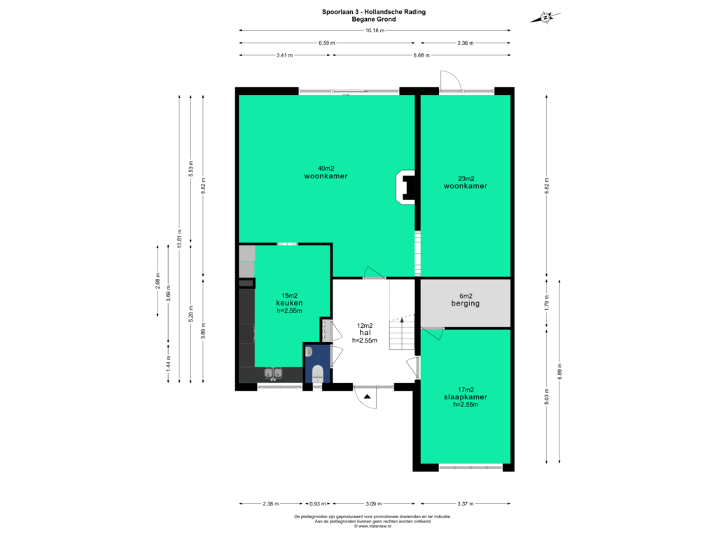 Bekijk plattegrond van BEGANE GROND van Spoorlaan 3