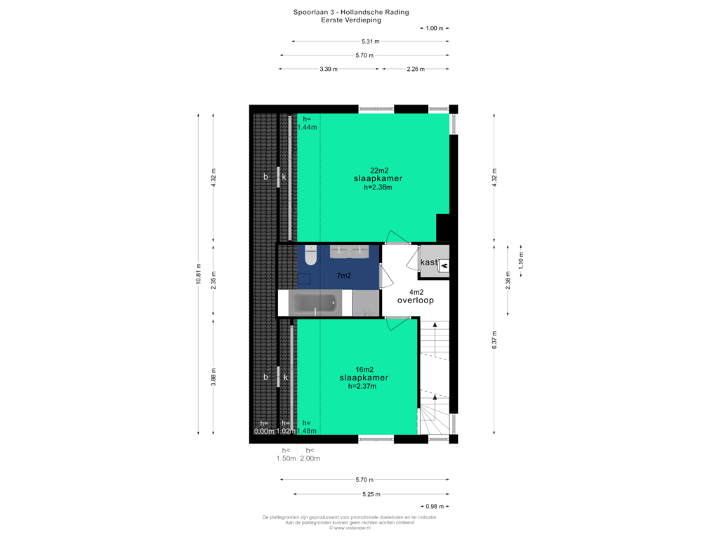 Bekijk plattegrond van EERSTE VERDIEPING van Spoorlaan 3