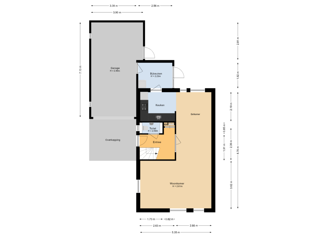 View floorplan of Begane grond of Meseame 19