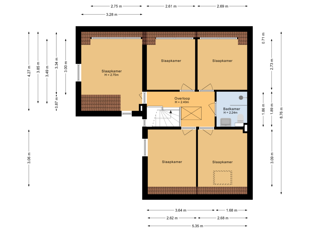 View floorplan of Eerste verdieping of Meseame 19