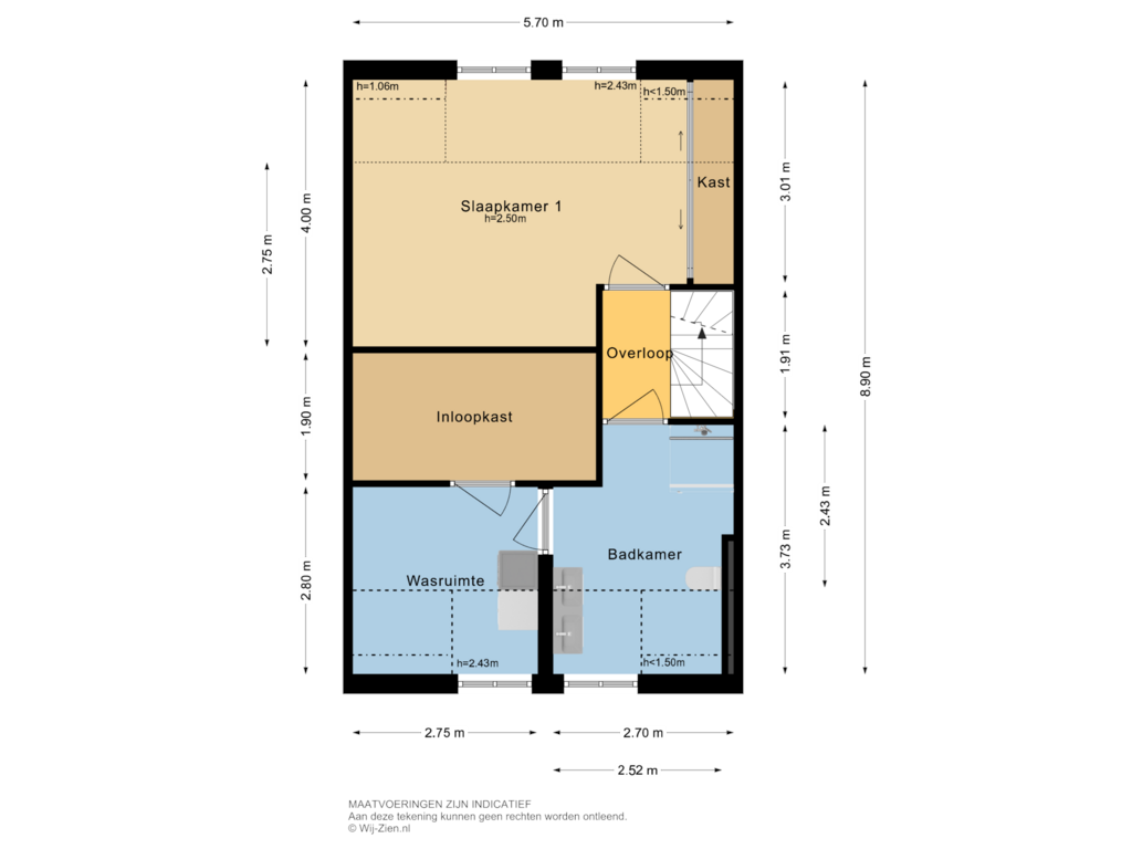 View floorplan of EERSTE VERDIEPING of Tollensstraat 6