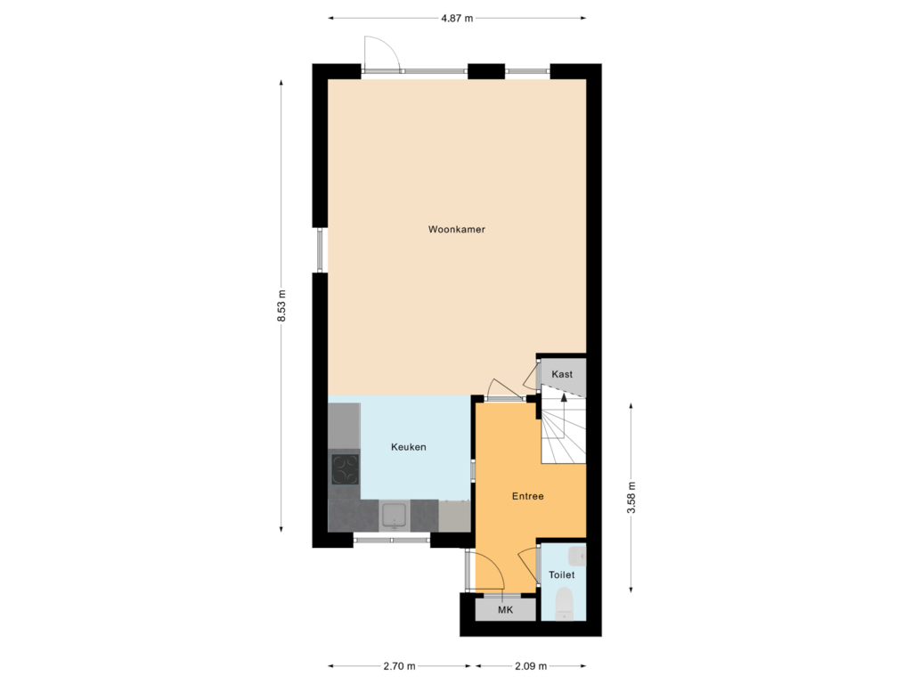 View floorplan of Begane grond of Paletstraat 31