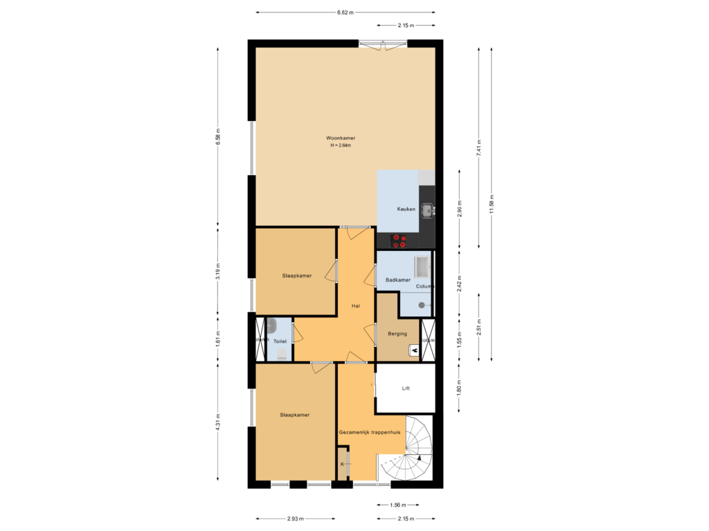 View floorplan of Appartement of Kebajastraat 3