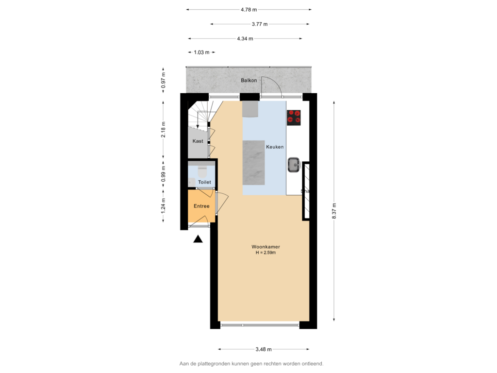 Bekijk plattegrond van 3e verdieping van Goudsesingel 266-D