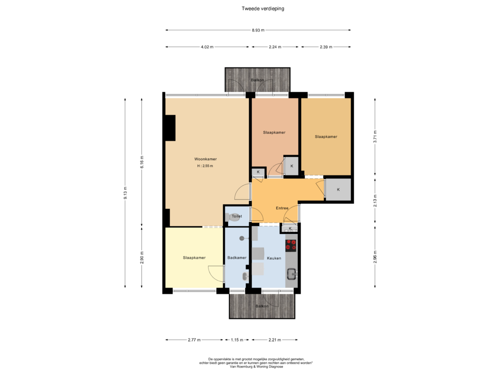 Bekijk plattegrond van Tweede verdieping van Valeriusstraat 18