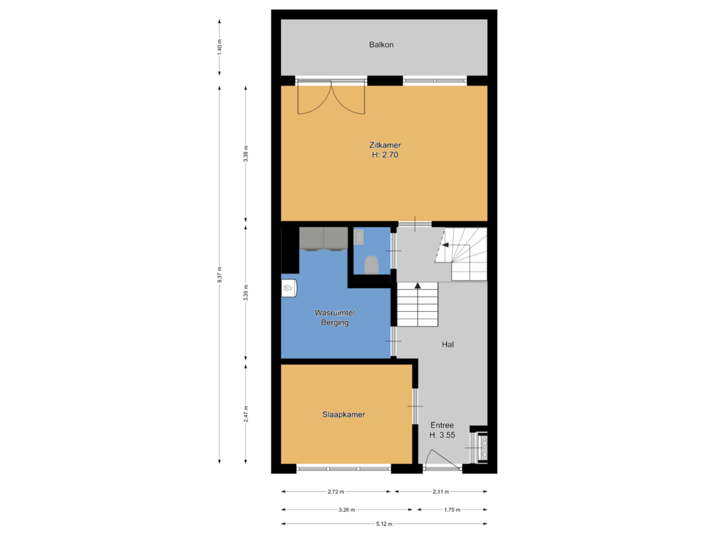 View floorplan of Begane grond of Landstraat 223