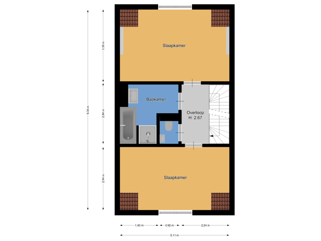 View floorplan of Tweede verdieping of Landstraat 223