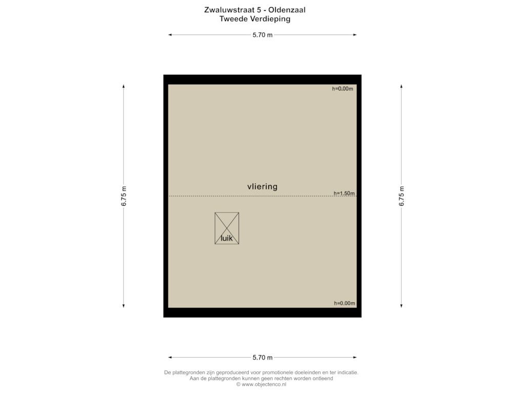 Bekijk plattegrond van TWEEDE VERDIEPING van Zwaluwstraat 5