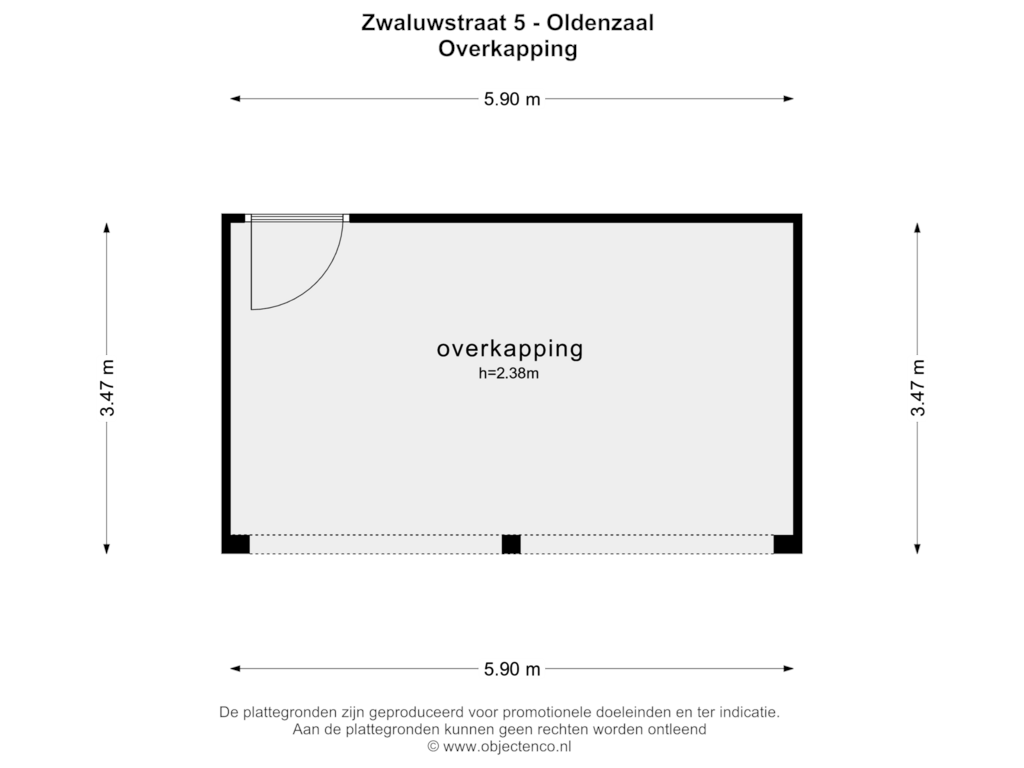 Bekijk plattegrond van OVERKAPPING van Zwaluwstraat 5