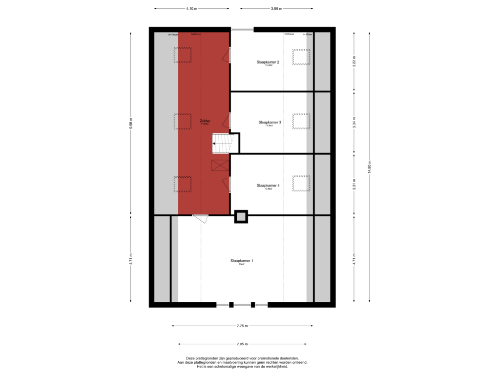 View floorplan of Eerste Verdieping of Tienhovenseweg 13