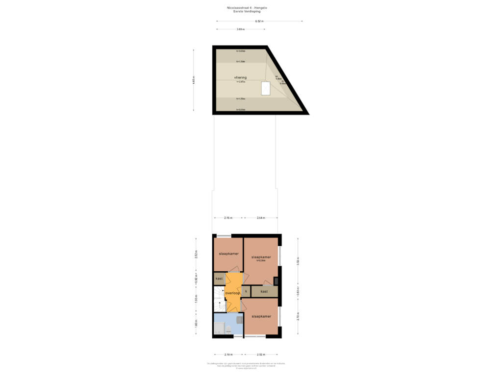 View floorplan of EERSTE VERDIEPING of Nicolaasstraat 4