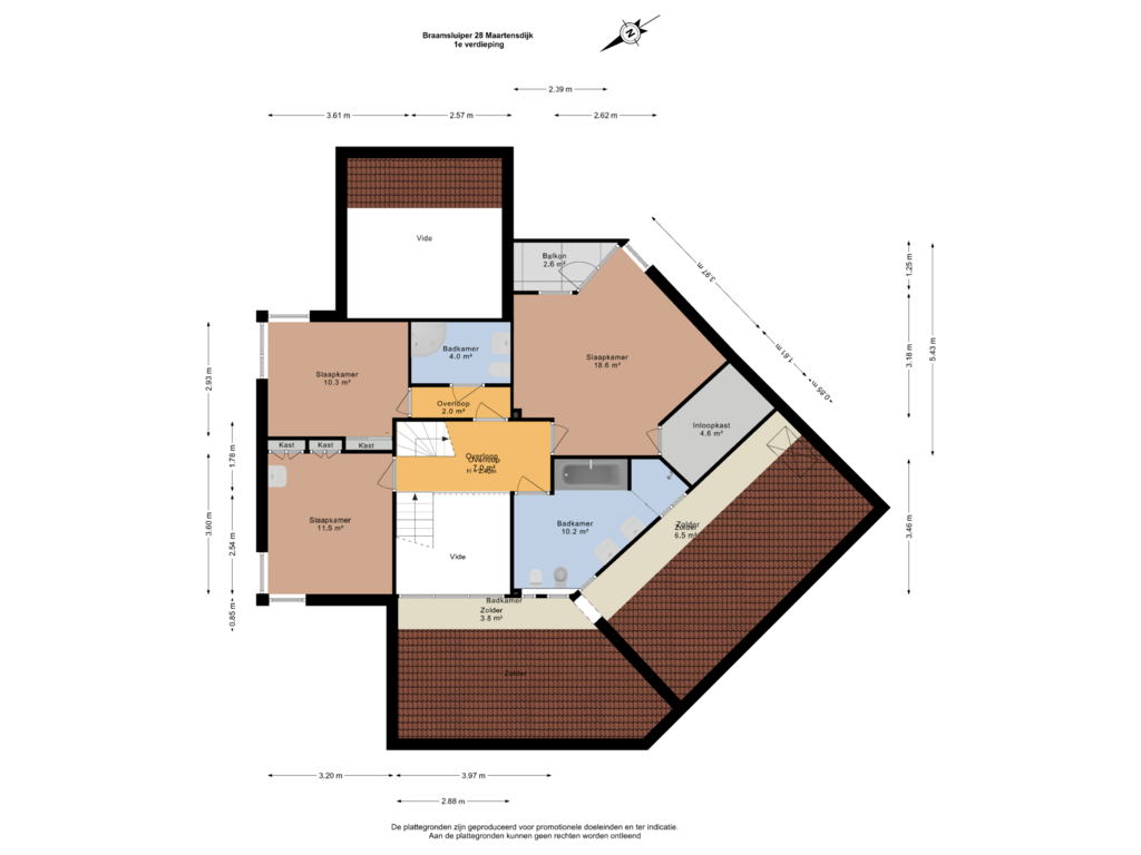 Bekijk plattegrond van 1e verdieping van Braamsluiper 28