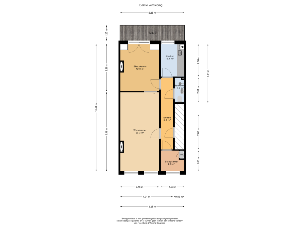 View floorplan of Eerste verdieping of Eerste Jacob van Campenstraat 26-1