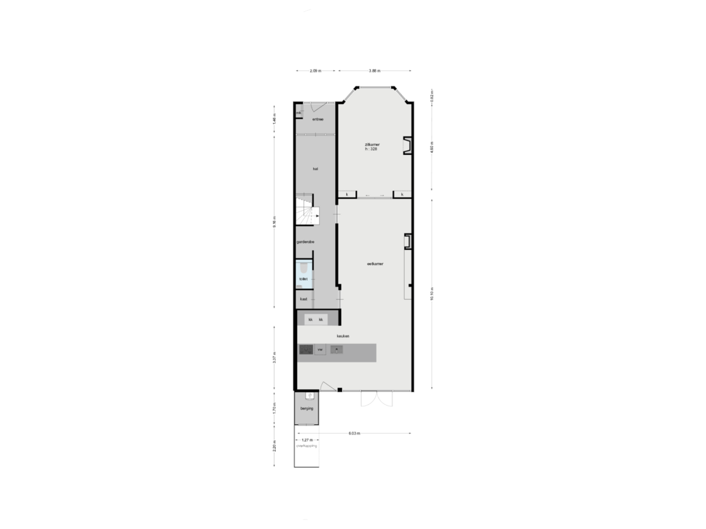 View floorplan of begane grond of Baronielaan 99