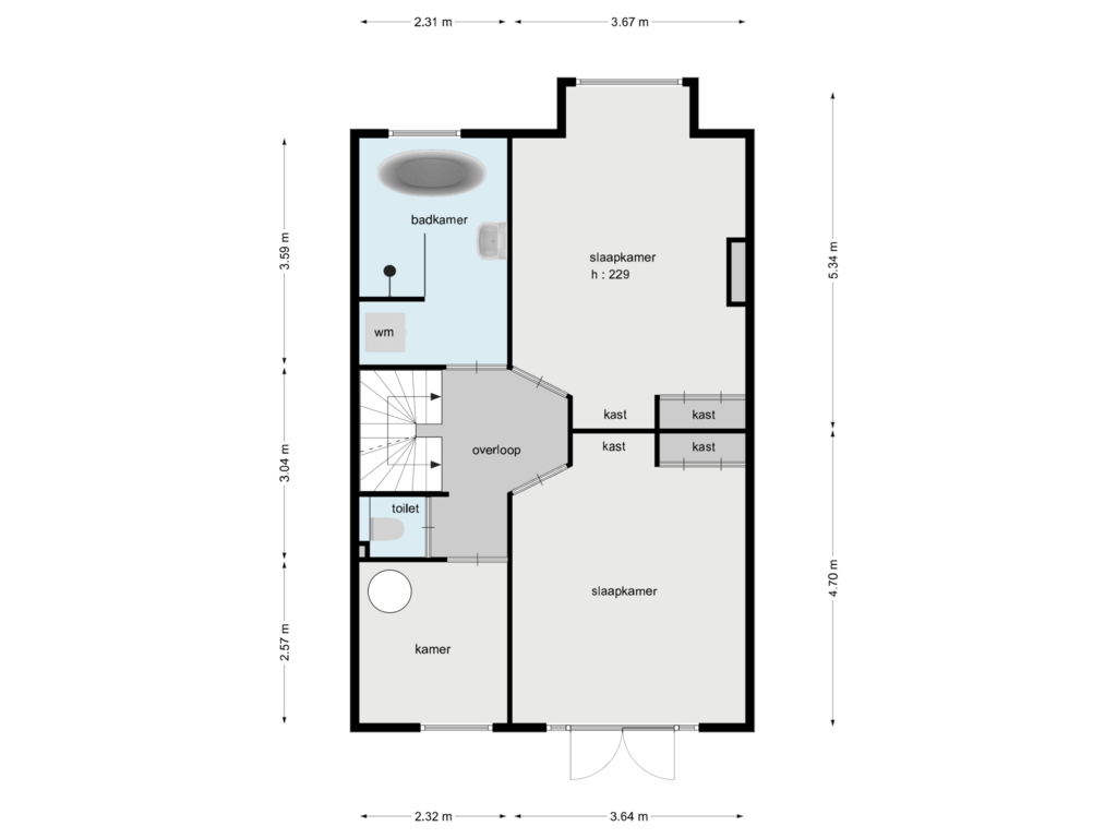 View floorplan of 2e verdieping of Baronielaan 99