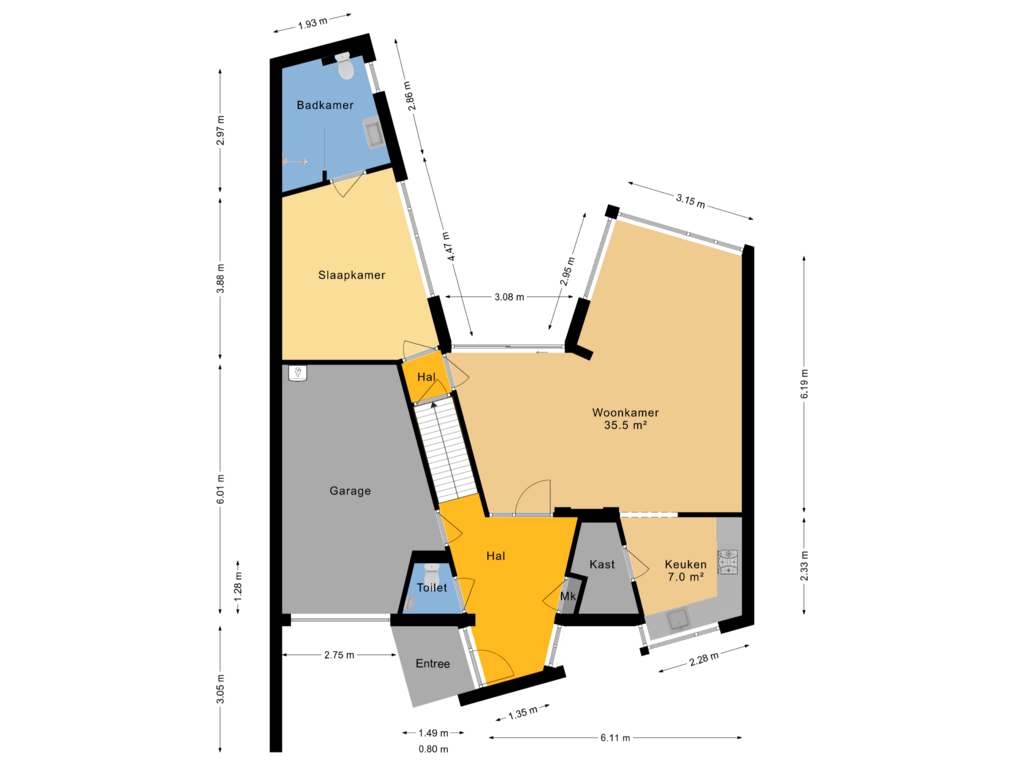 Bekijk plattegrond van Begane grond van De Santbrincke 69