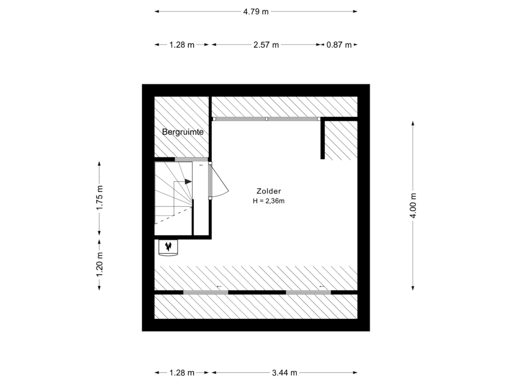 Bekijk plattegrond van 2e Verdieping van Wijdesteeg 18