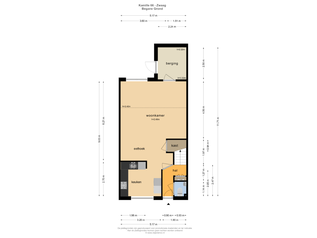 Bekijk plattegrond van BEGANE GROND van Kamille 66