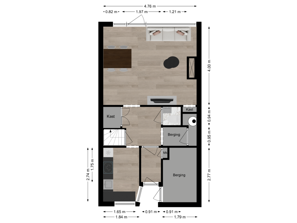 View floorplan of Begane grond of Groen van Prinstererstraat 7