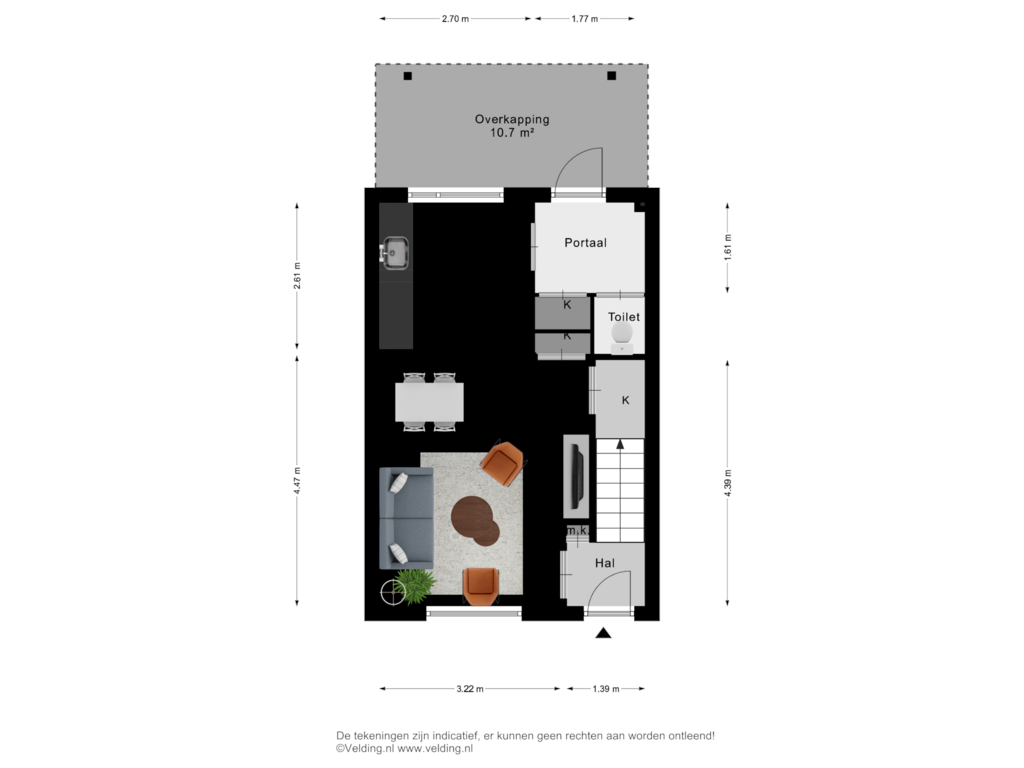 Bekijk plattegrond van Woonlaag 1 van Veldsweg 80