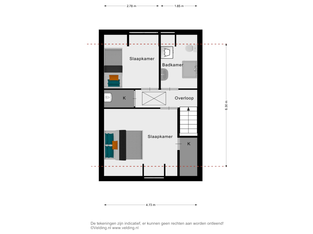 Bekijk plattegrond van Woonlaag 2 van Veldsweg 80