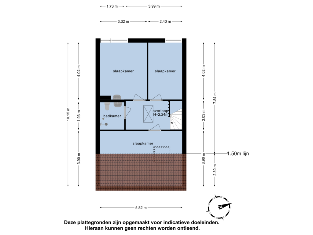 Bekijk plattegrond van 1e verdieping van Van der Waalslaan 1