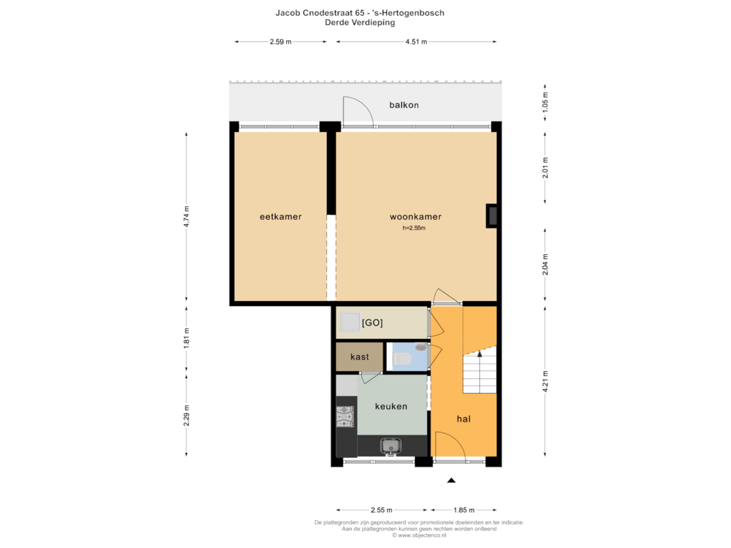 Bekijk plattegrond van DERDE VERDIEPING van Jacob Cnodestraat 65