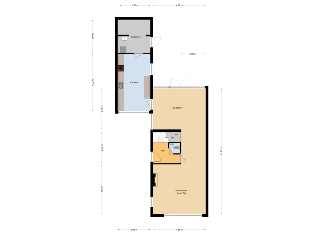 Bekijk plattegrond van begane grond van Lyceumlaan 26