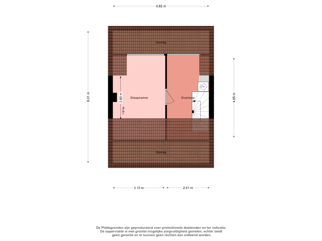 View floorplan of Tweede v erdieping of Breitnerlaan 5