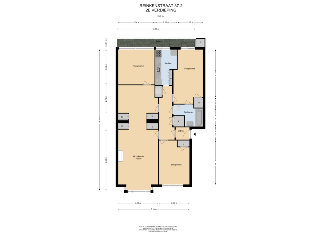 Bekijk plattegrond van 2E Verdieping van Reinkenstraat 37