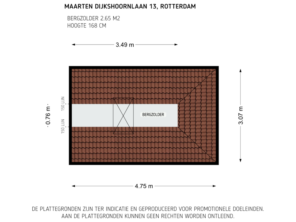 Bekijk plattegrond van bergzolder van Maarten Dijkshoornlaan 13