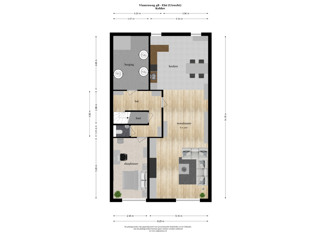 Bekijk plattegrond van Kelder van Vissersweg 48