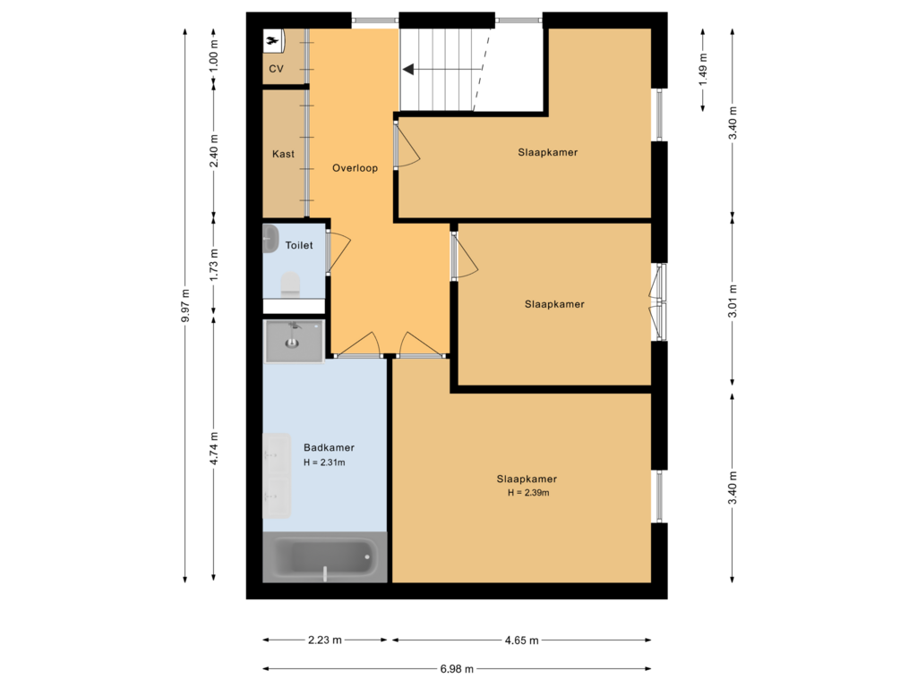 View floorplan of Eerste verdieping of Haagweg 393-B