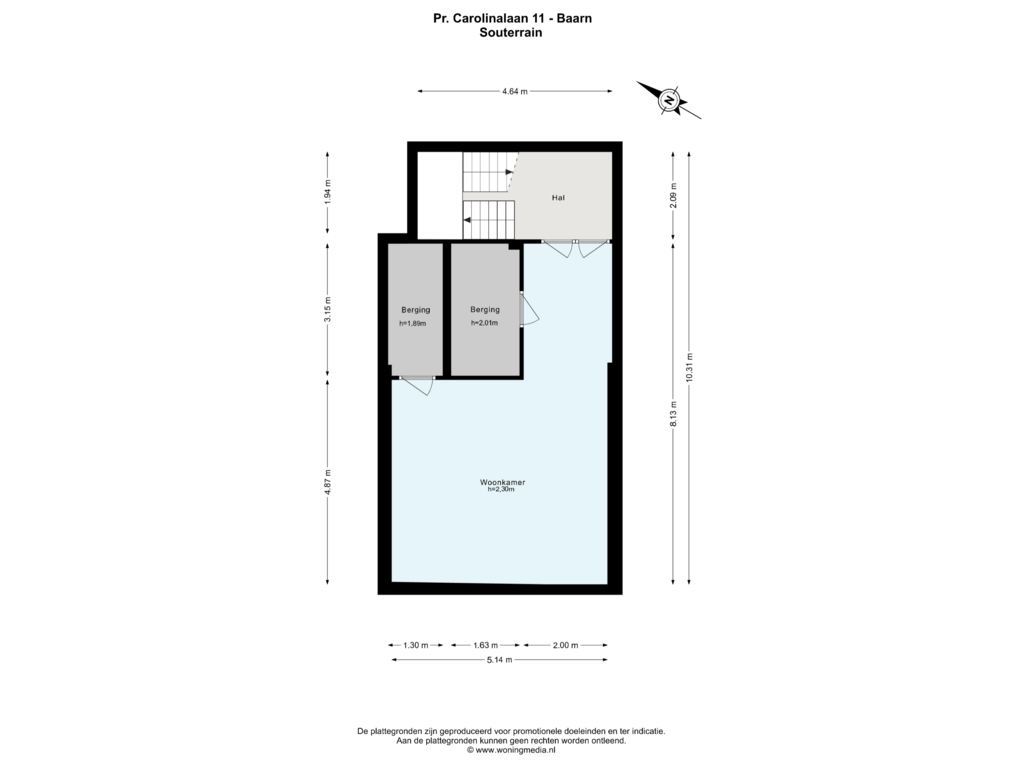 View floorplan of Souterrain of Prinses Carolinalaan 11