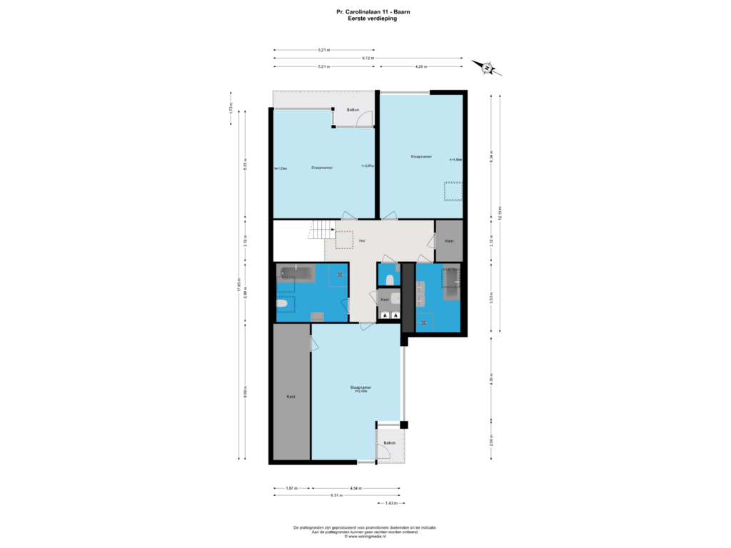 View floorplan of Eerste verdieping of Prinses Carolinalaan 11