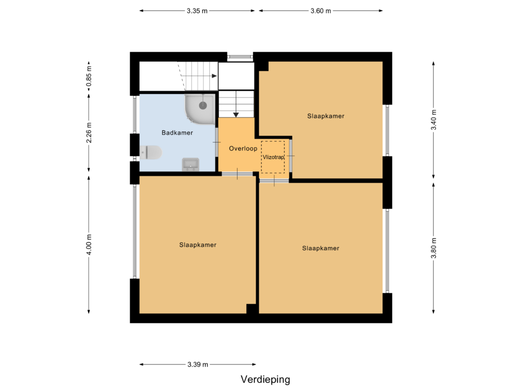 View floorplan of Verdieping of Vlaskuilseweg 8