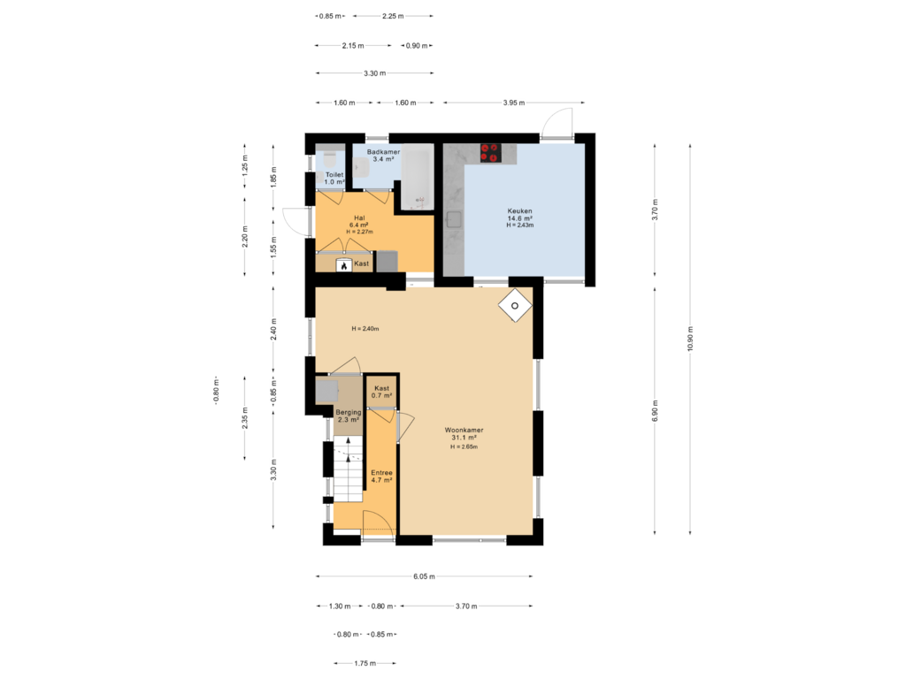 Bekijk plattegrond van Begane grond van Herbrandastraat 27