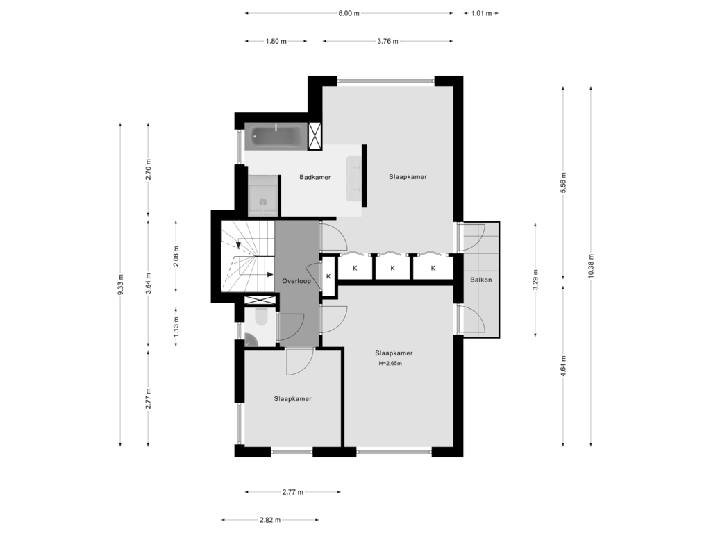 Bekijk plattegrond van 1e Verdieping van B. Vethstraat 6