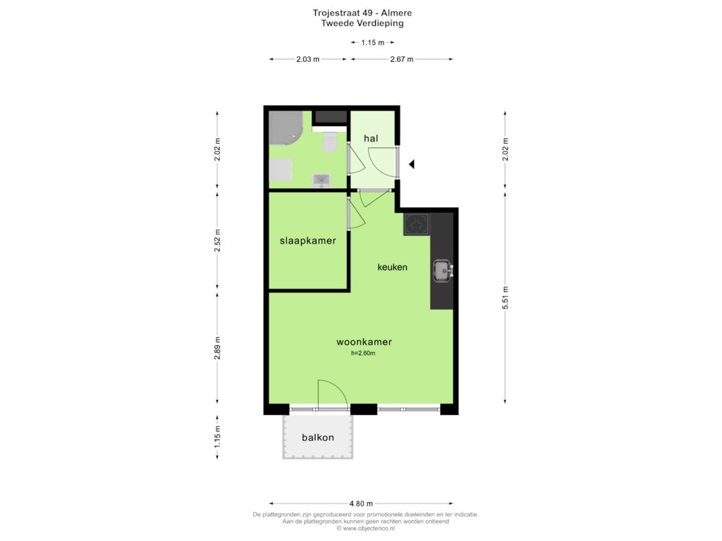 Bekijk plattegrond van Tweede Verdieping van Trojestraat 49