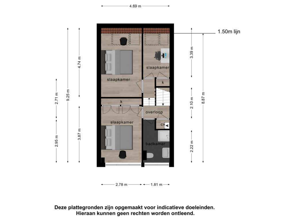 View floorplan of 1e verdieping of Westerzicht 733