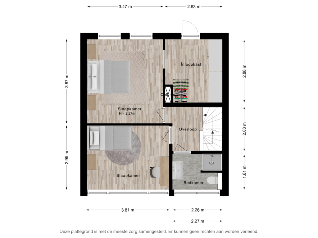 View floorplan of Eerste verdieping of Johannes Vermeerstraat 2