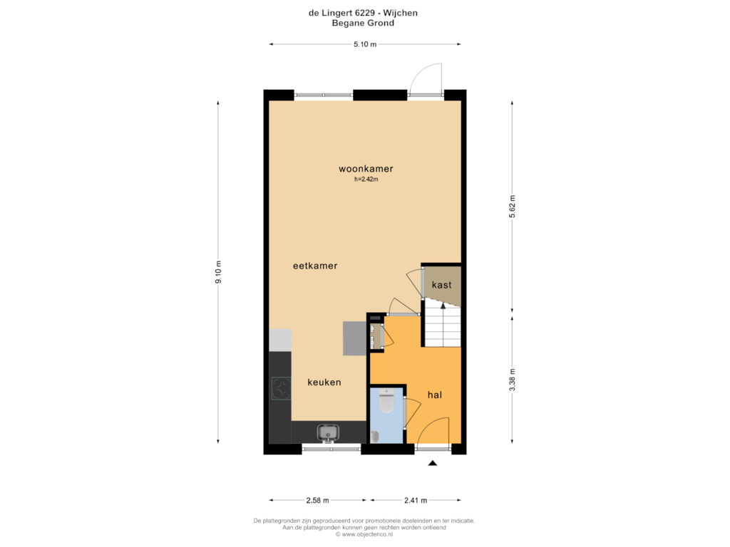 Bekijk plattegrond van Begane Grond van de Lingert 6229