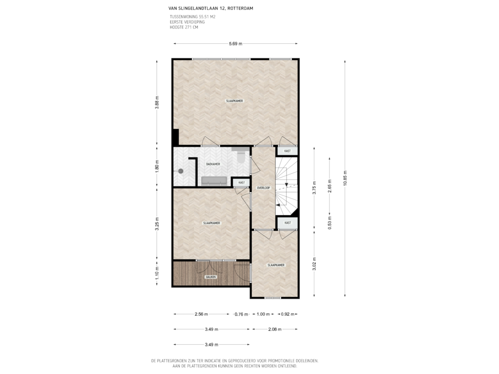 Bekijk plattegrond van 1e verdieping van Van Slingelandtlaan 12