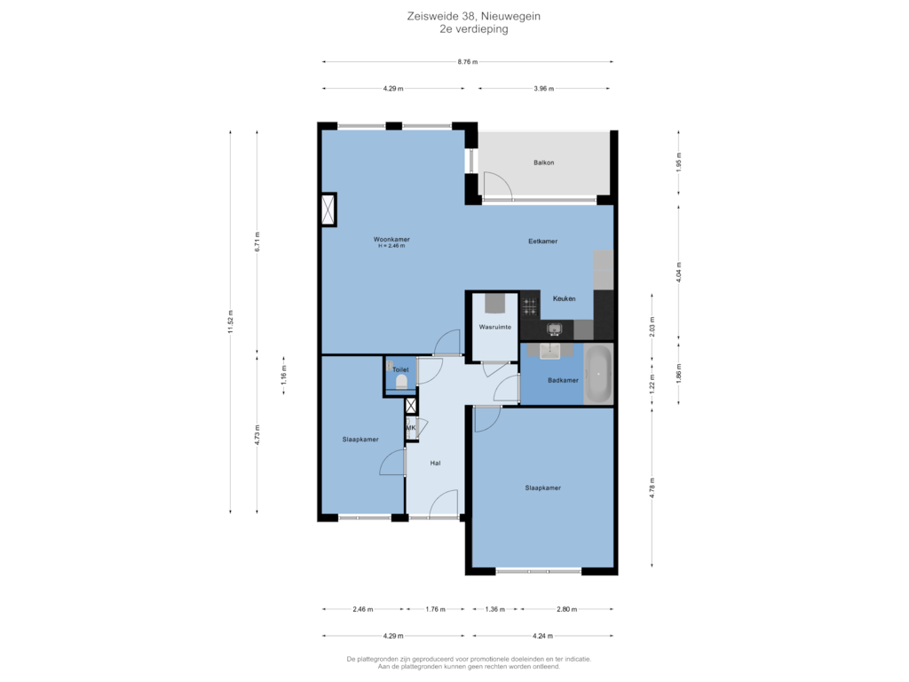 View floorplan of 2e verdieping of Zeisweide 38